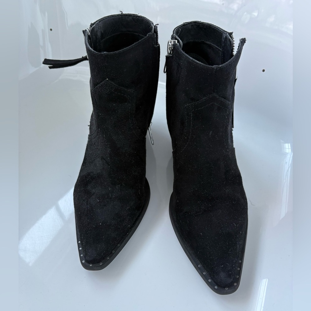 Circus by Sam Edelman Black Suede Studded Western Booties – Size 8
